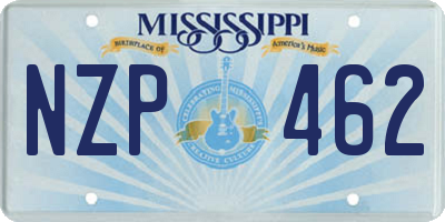 MS license plate NZP462