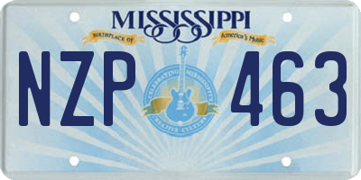 MS license plate NZP463
