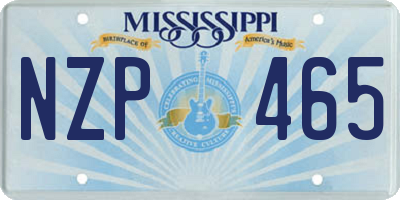 MS license plate NZP465