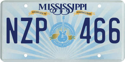 MS license plate NZP466