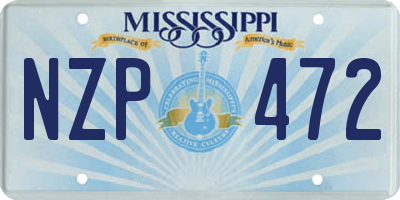 MS license plate NZP472