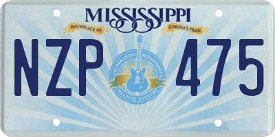 MS license plate NZP475
