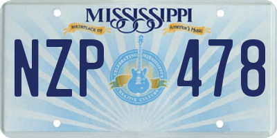 MS license plate NZP478