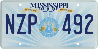 MS license plate NZP492