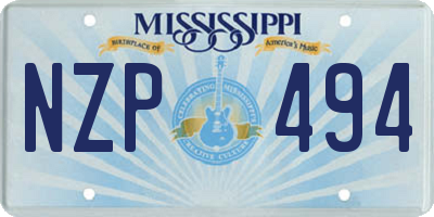 MS license plate NZP494