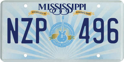 MS license plate NZP496