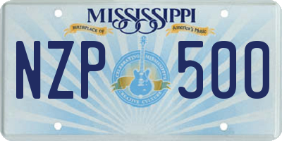 MS license plate NZP500