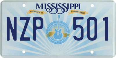 MS license plate NZP501