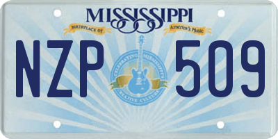 MS license plate NZP509