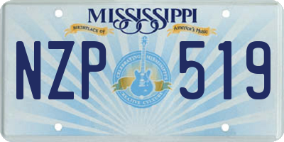 MS license plate NZP519