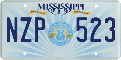 MS license plate NZP523
