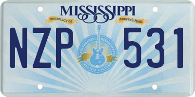 MS license plate NZP531