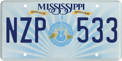 MS license plate NZP533