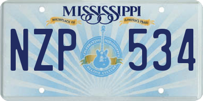 MS license plate NZP534