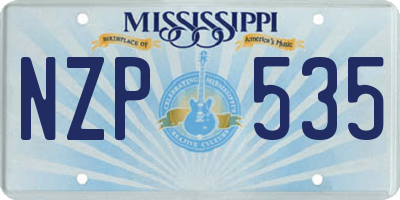 MS license plate NZP535