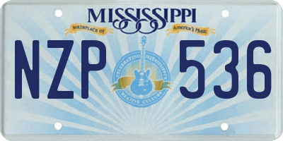 MS license plate NZP536
