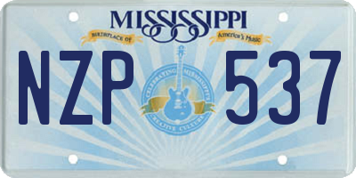 MS license plate NZP537