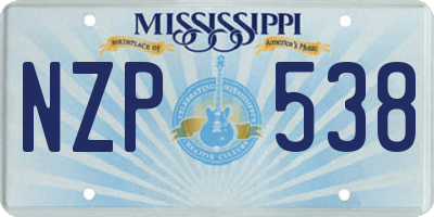MS license plate NZP538