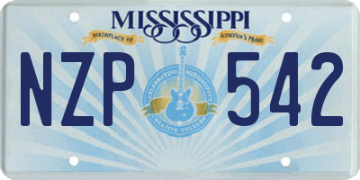 MS license plate NZP542
