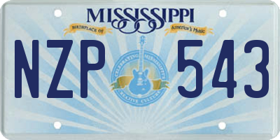 MS license plate NZP543