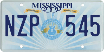 MS license plate NZP545
