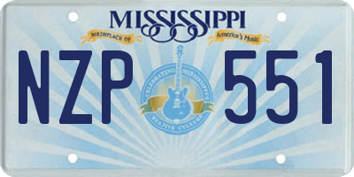 MS license plate NZP551