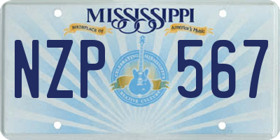 MS license plate NZP567
