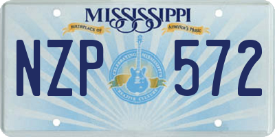 MS license plate NZP572
