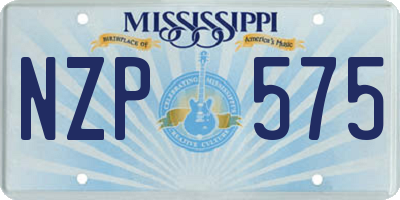 MS license plate NZP575