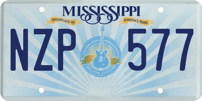 MS license plate NZP577
