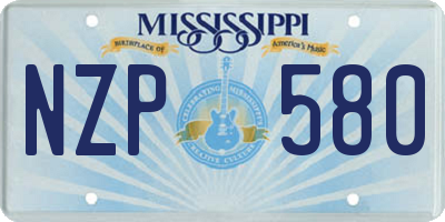 MS license plate NZP580