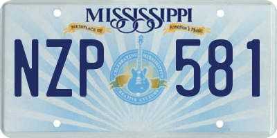 MS license plate NZP581