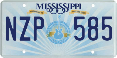 MS license plate NZP585