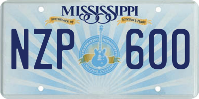 MS license plate NZP600