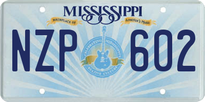 MS license plate NZP602