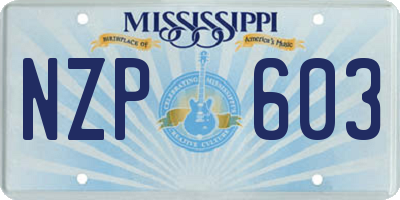 MS license plate NZP603