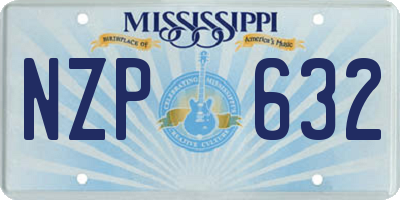 MS license plate NZP632