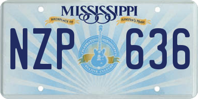 MS license plate NZP636