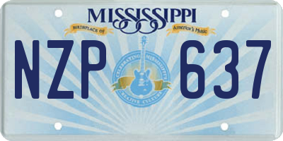 MS license plate NZP637