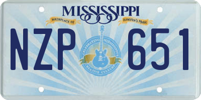 MS license plate NZP651