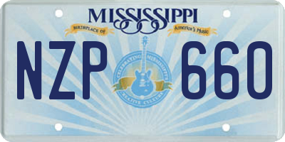 MS license plate NZP660