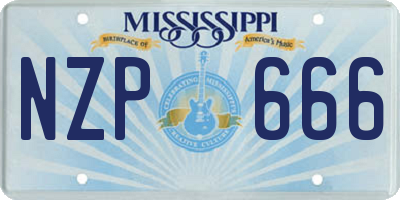MS license plate NZP666