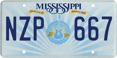 MS license plate NZP667