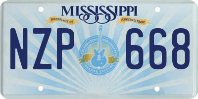 MS license plate NZP668