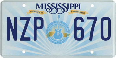 MS license plate NZP670