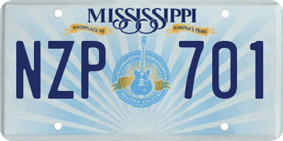 MS license plate NZP701