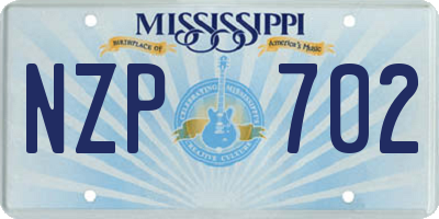 MS license plate NZP702