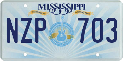 MS license plate NZP703