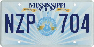 MS license plate NZP704