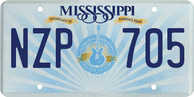 MS license plate NZP705